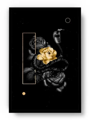 Arte Lujoso Rosa de Oro Abrazada por Serpiente