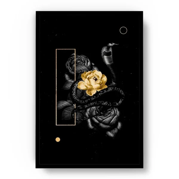 Arte Lujoso Rosa de Oro Abrazada por Serpiente