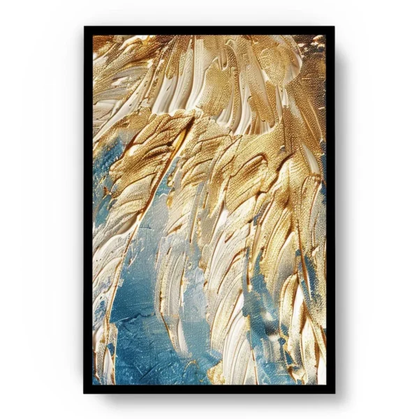 Arte Lujoso Pintura Plumas de Oro sobre el Mar