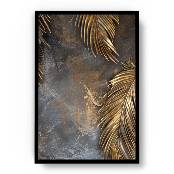 Arte Lujoso Hojas de Oro sobre Mármol Oscuro