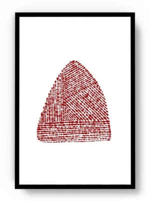 Arte Ilustración Minimalista Piedra de Tinta Roja
