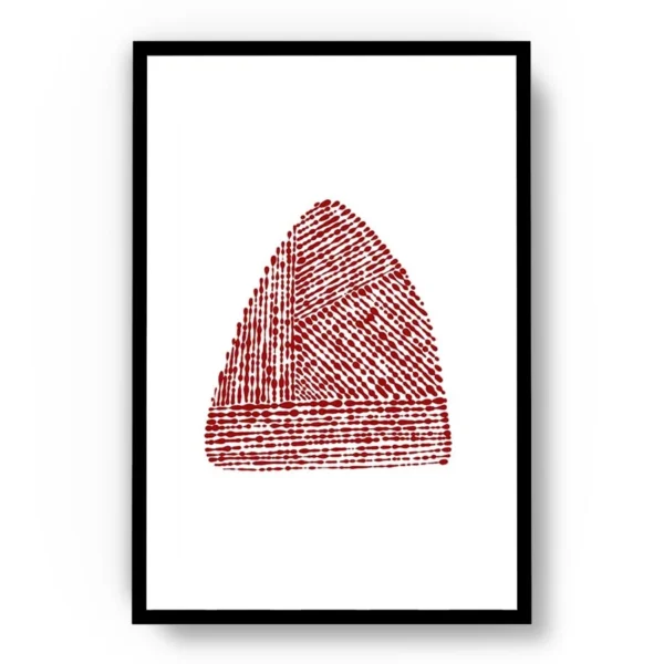 Arte Ilustración Minimalista Piedra de Tinta Roja