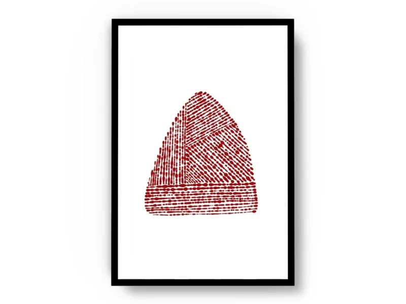 Arte Ilustración Minimalista Piedra de Tinta Roja