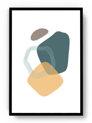 Arte Ilustración Minimalista Piedras Marinas de Colores