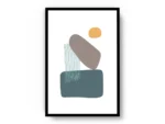 Arte Ilustración Minimalista Cascada con Sol