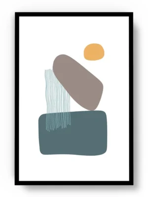 Arte Ilustración Minimalista Cascada con Sol