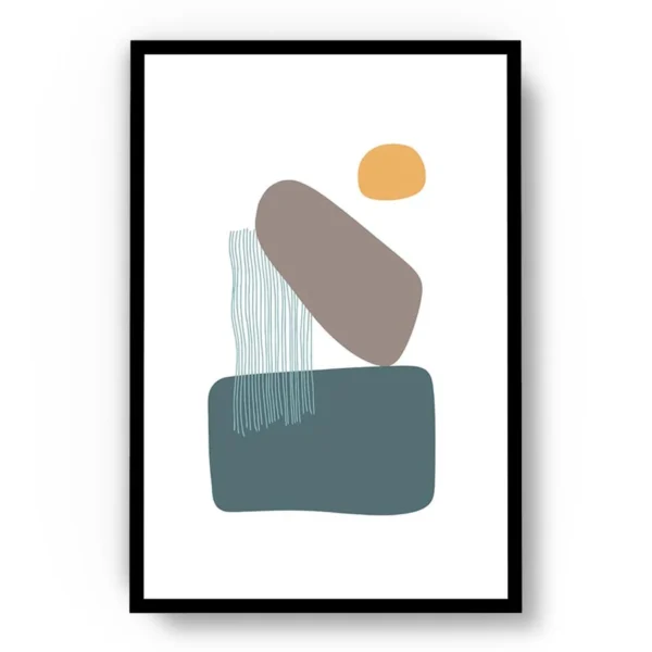 Arte Ilustración Minimalista Cascada con Sol