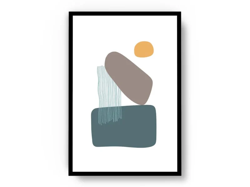 Arte Ilustración Minimalista Cascada con Sol