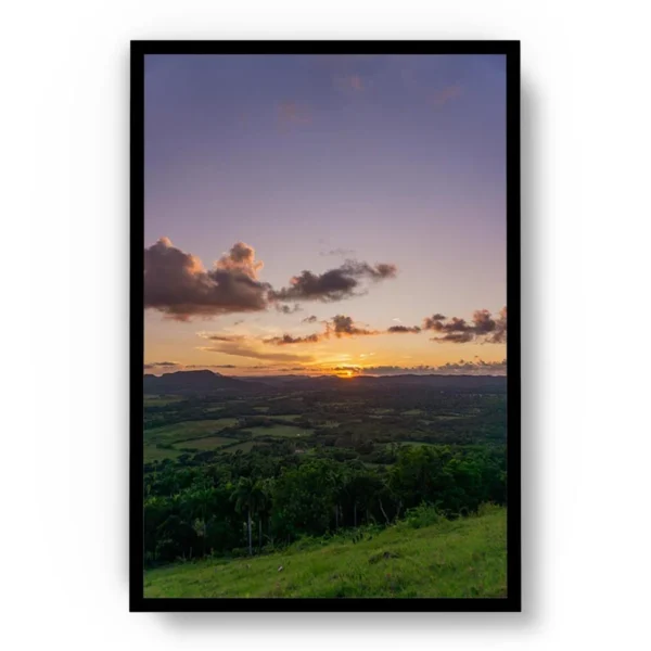 Póster Fotografía Paisaje de Campo Verde al Atardecer
