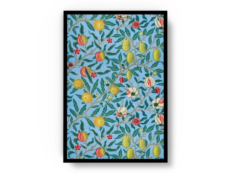 Póster Ilustración Patrones de Limones entre Flores Blancas y Rojas