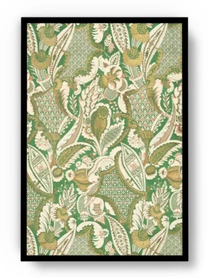 Póster Ilustración Patrones de Hojas y Flores Verdes