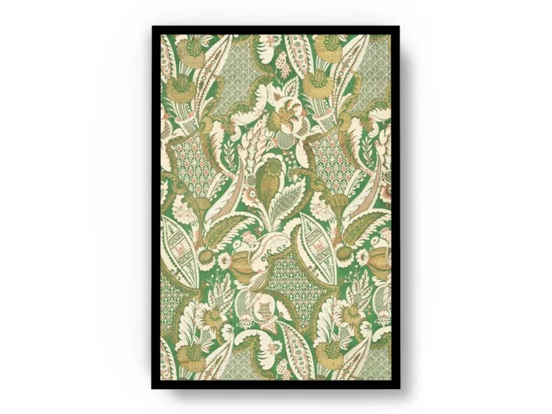 Póster Ilustración Patrones de Hojas y Flores Verdes