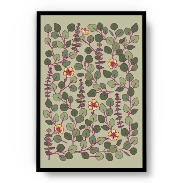 Póster Ilustración Patrones de Enredaderas Verdes