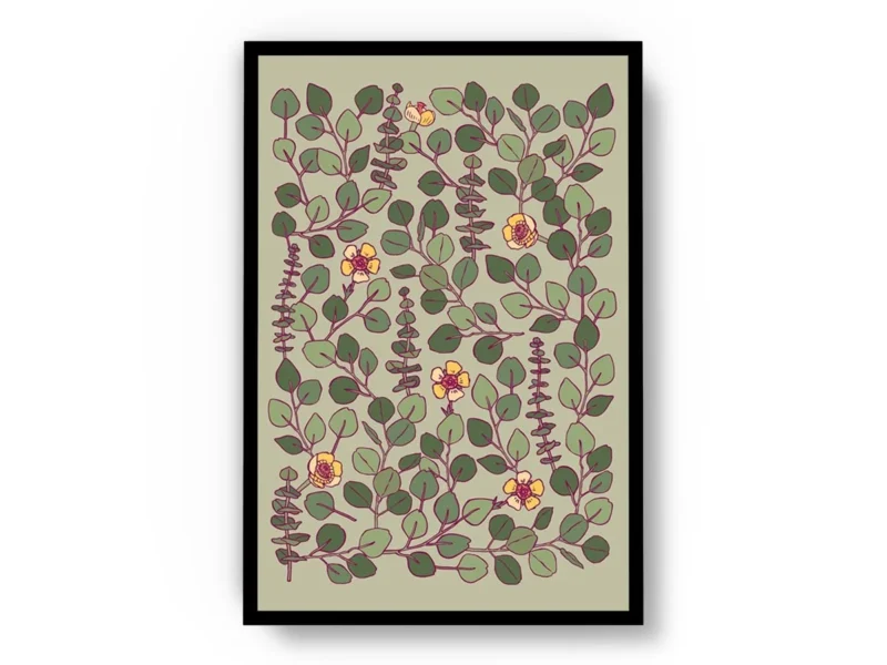 Póster Ilustración Patrones de Enredaderas Verdes