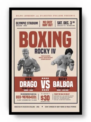 Póster Rocky 4 Evento Boxing Ivan Drago vs Rocky Balboa
