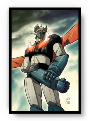 Póster Mazinger Z Ilustración con Daño de Batalla