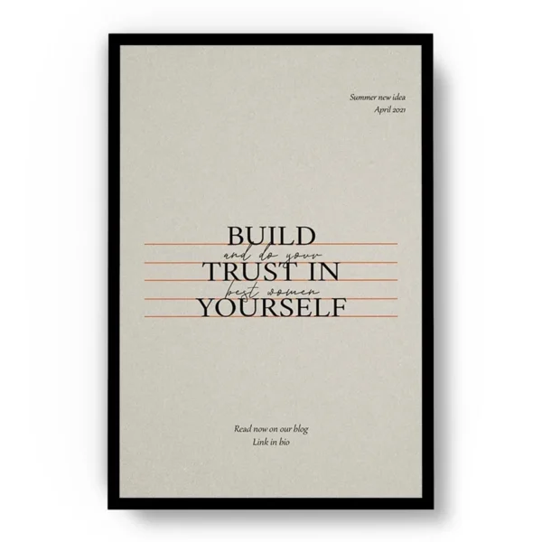 Póster Ilustración Frase Motivadora Build Trust In Yourself