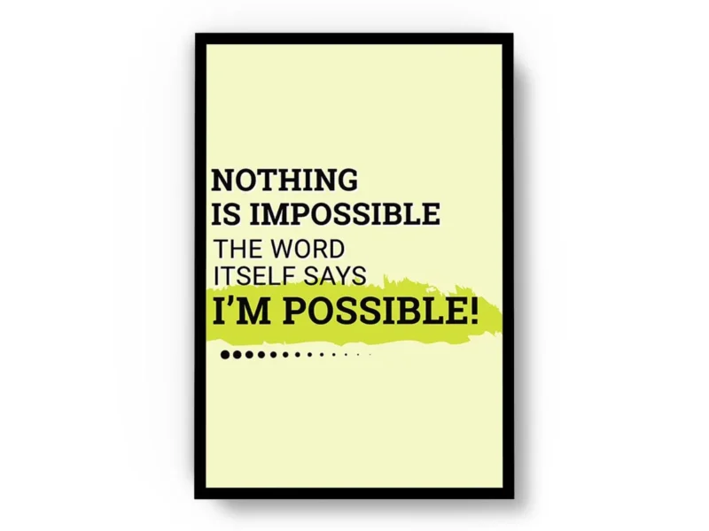 Póster Ilustración Frase Motivadora Nothing Is Impossible