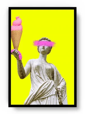 Póster Pop Art Ilustración Escultura Grafiteada con Helado