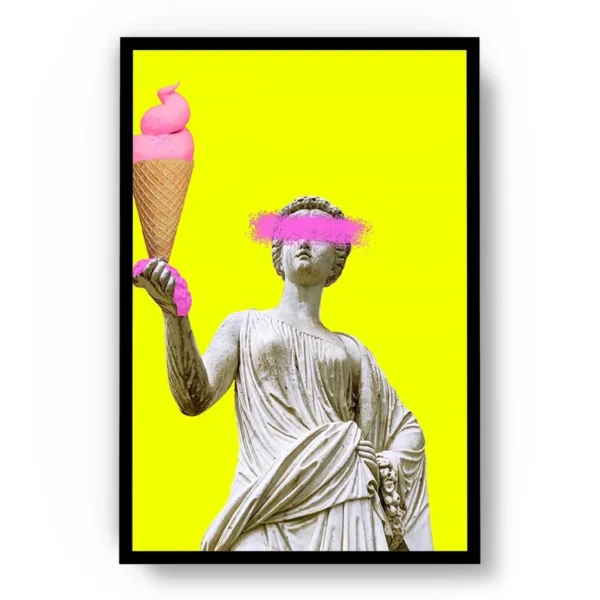 Póster Pop Art Ilustración Escultura Grafiteada con Helado