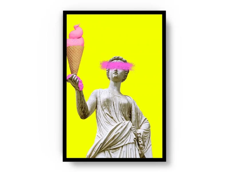 Póster Pop Art Ilustración Escultura Grafiteada con Helado