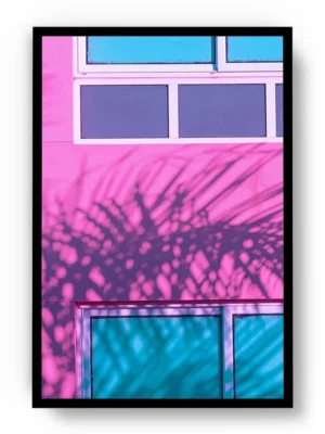Póster Pop Art Fachada de Casa Rosada con Ventanas Celestes