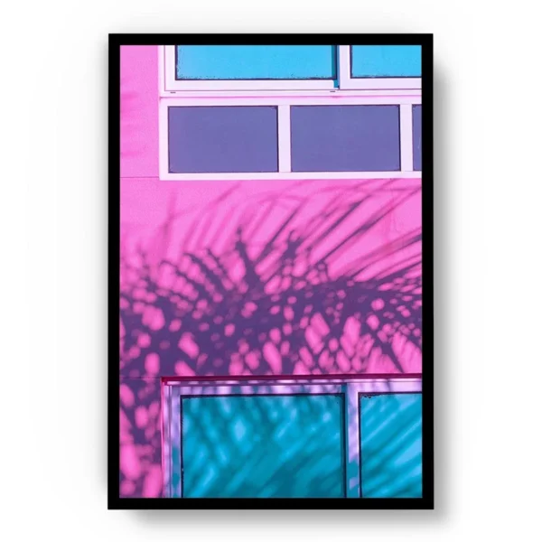 Póster Pop Art Fachada de Casa Rosada con Ventanas Celestes