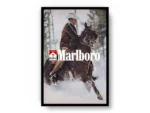 Póster Marlboro con Caballo y Jinete en la Nieve