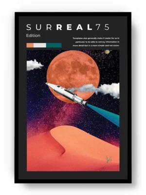 Poster Ilustración Surreal 75 Nave Espacial en Marte