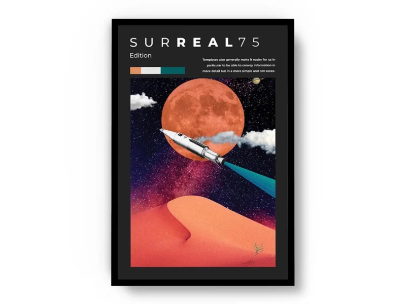 Poster Ilustración Surreal 75 Nave Espacial en Marte