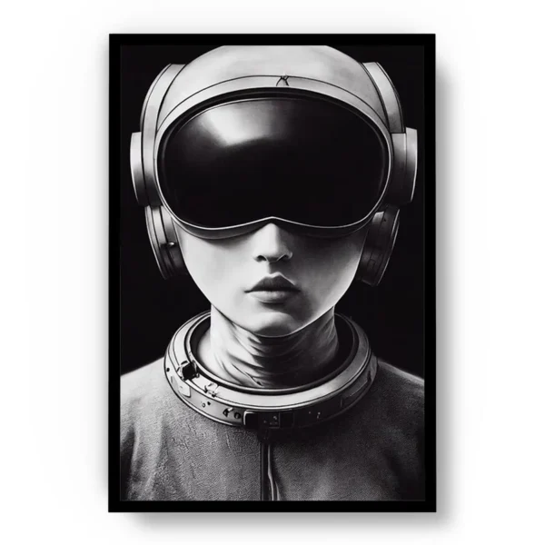 Poster Ilustración Retrato de Astronauta con Casco Moderno