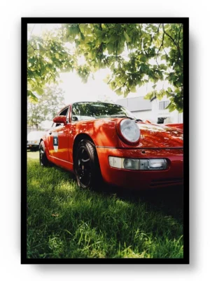 Póster Fotografía Auto Clásico Rojo de Frente