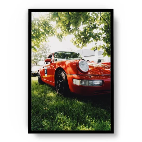 Póster Fotografía Auto Clásico Rojo de Frente