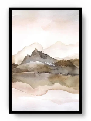 Arte Pintura en Acuarela Reflejos de Montañas