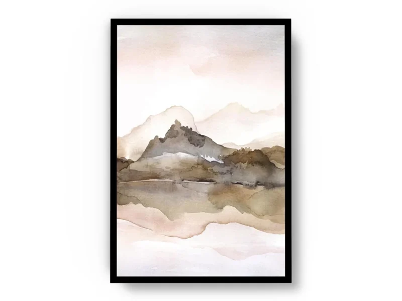 Arte Pintura en Acuarela Reflejos de Montañas