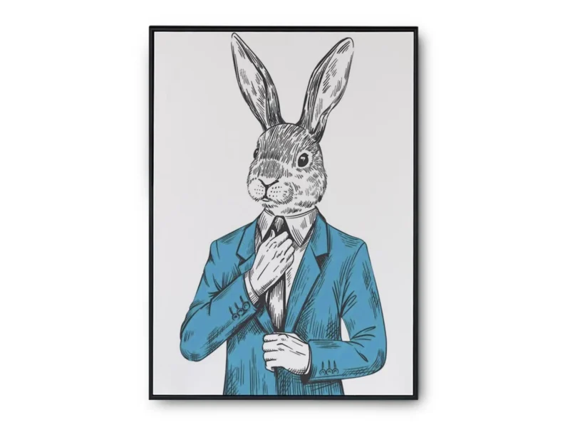 Arte Dibujo Conejo Elegante con Traje Turquesa