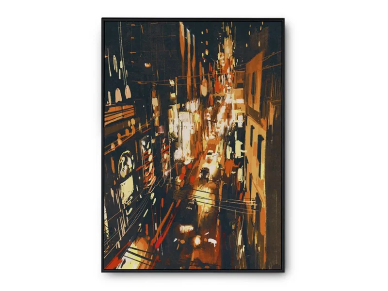 Arte Pintura Vista Superior de Luces en la Ciudad