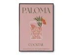 Arte Ilustración Cocktail Paloma en Tono Rosa