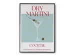 Arte Ilustración Cocktail Dry Martini en Tono Turquesa