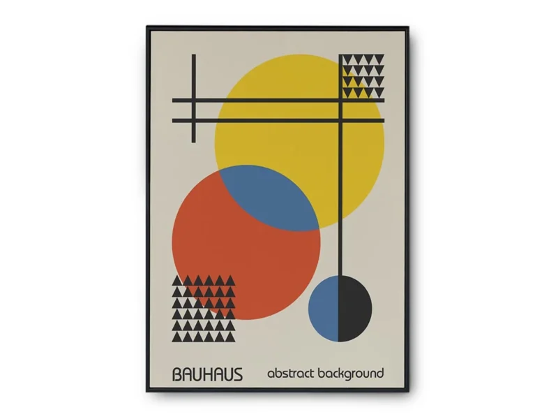 Arte Ilustración Bauhaus con Formas Circulares y Triangulares