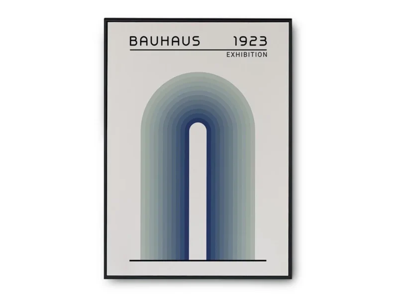 Arte Ilustración Bauhaus Arcos en Gama de Azul