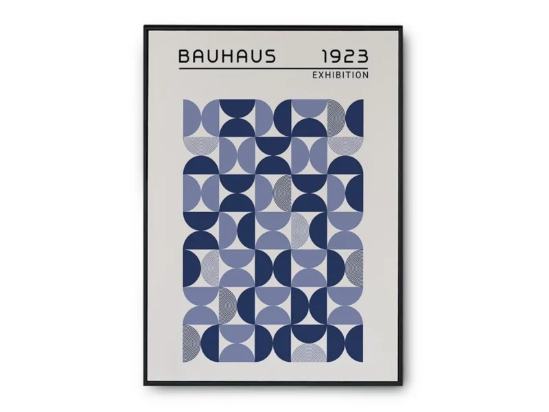 Arte Ilustración Bauhaus Semi Círculos en Gama de Azul