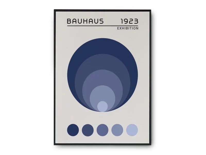 Arte Ilustración Bauhaus Círculos en Gama de Azul
