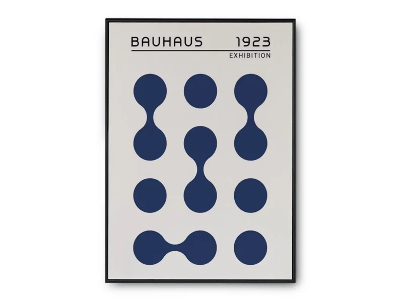 Arte Ilustración Bauhaus Círculos Azules Individuales y Unidos