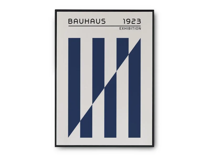 Arte Ilustración Bauhaus Lineas Gruesas Azules Opuestas