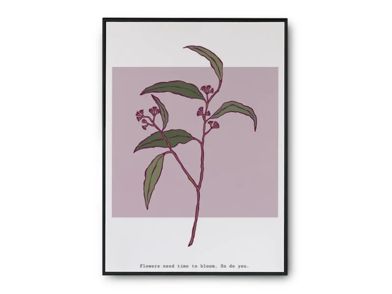 Arte Ilustración Minimalista Rama no Florecida con Frase Inferior