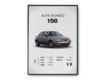 Póster Minimalista Alfa Romeo 156 con Especificaciones