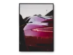 Póster Fotografía Faro Trasero Auto Deportivo Rojo