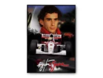 Póster F1 Ayrton Senna Piloto, Auto y Firma