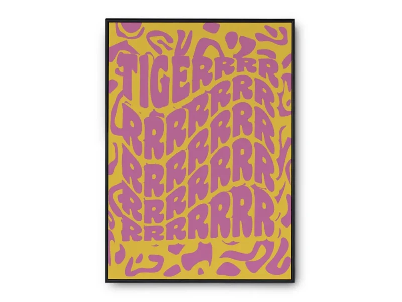 Póster Ilustracion Letras Groovy con Palabra Tigerrr